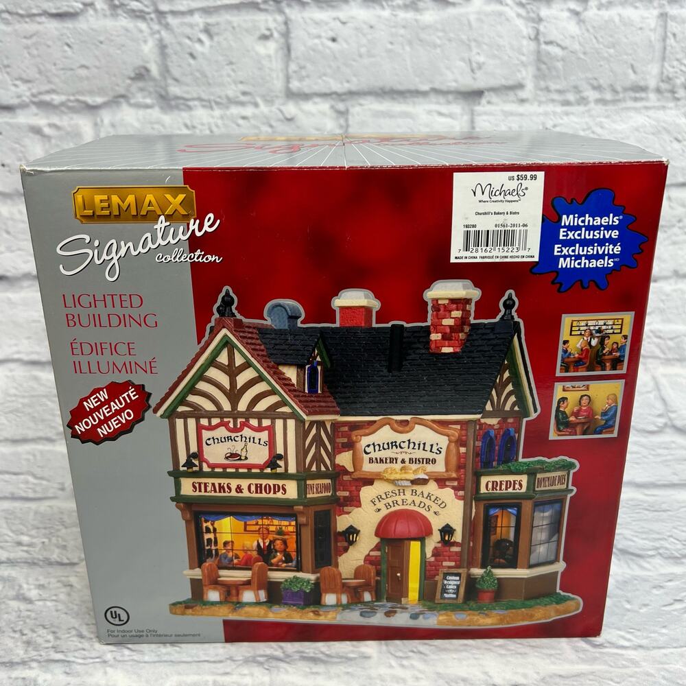 Lemax Churchill's Baker & Bistro Lighted Christmas Village Building 15223 2011